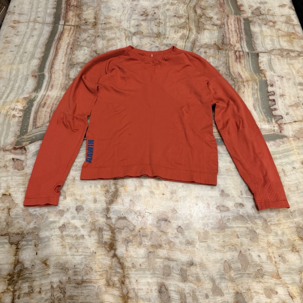 AAWIN Women's Seamless Long Sleeve Crop Top Orange Size 160 S/M Activewear